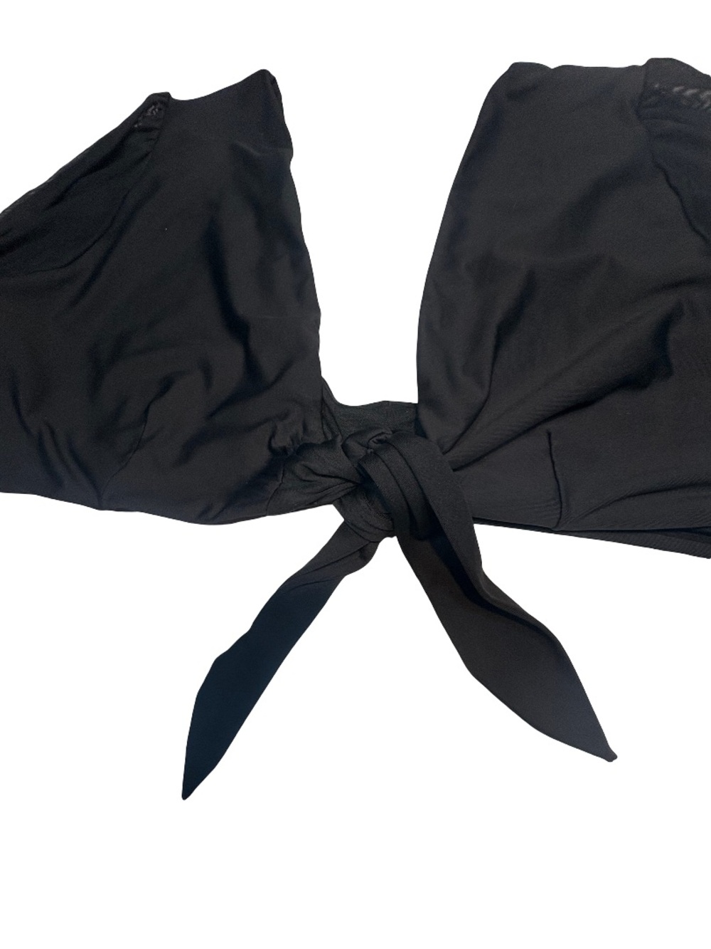 Forever 21 long-sleeve tie-front crop top featuring sheer bishop sleeves - Picture 3 of 10